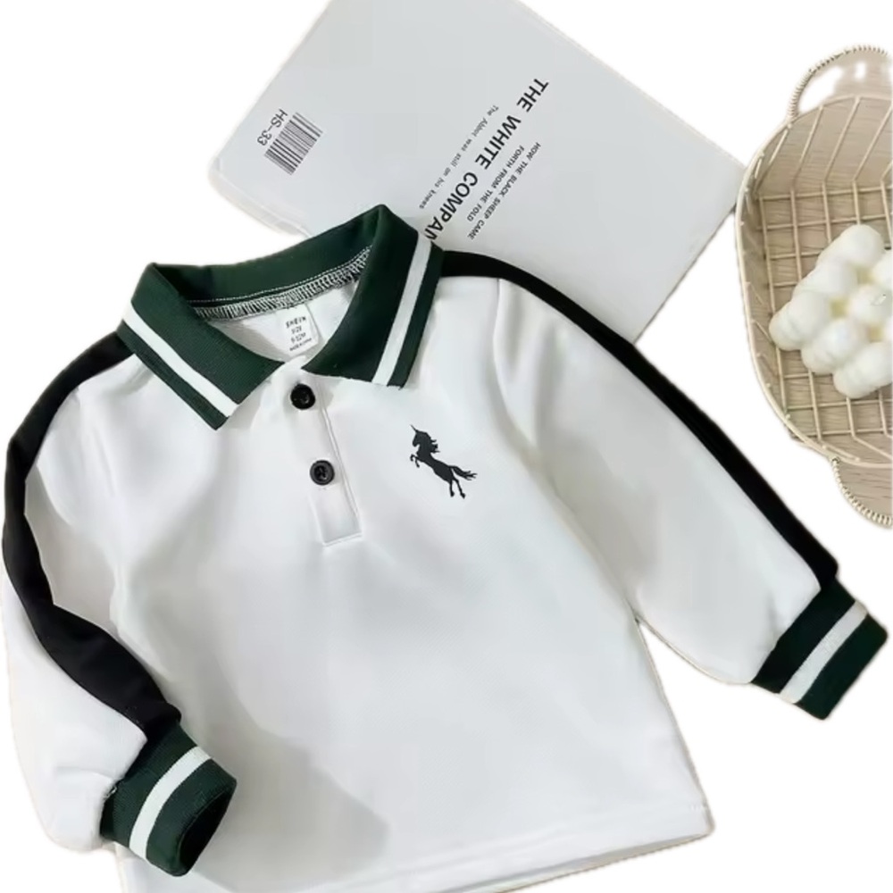 Kids White and Green Polo Shirt New 6-9 months